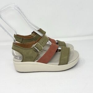 Keen Women's Ellecity Sandals Sz 6 Slingback Leather Straps Comfort Wedge Olive